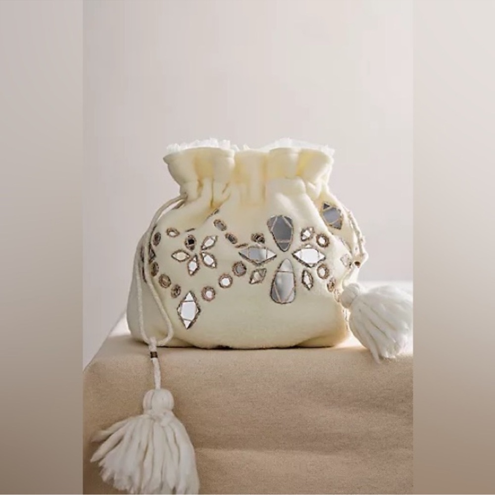 Free People Seasons Sparkle Mini Gift Sack Ivory Mirror